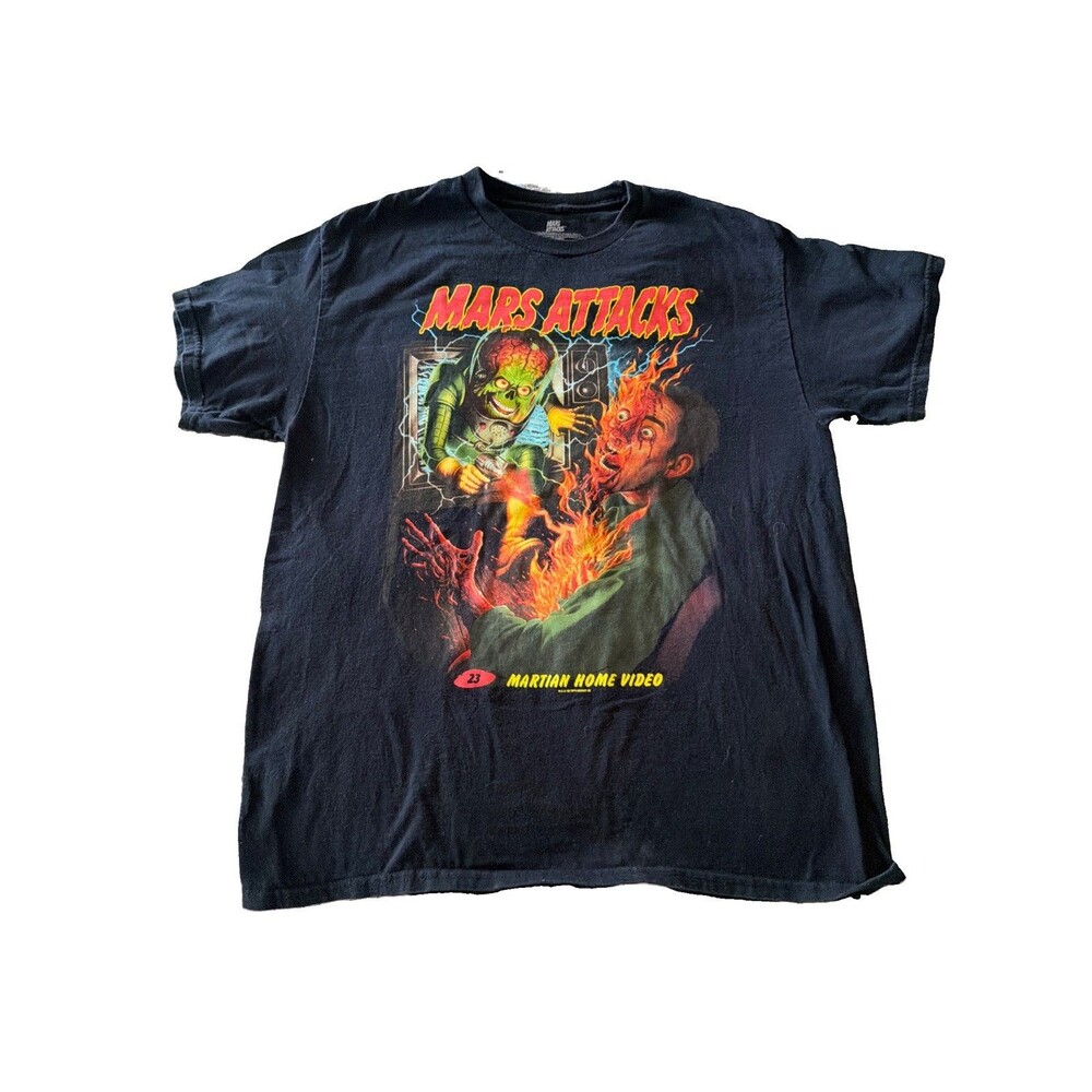 Mars Attacks Martian Home Video T Shirt Large Black Horror Sci Fi Movie Tee